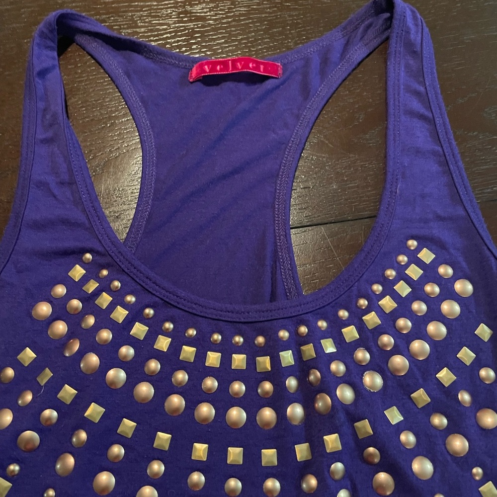 Velvet purple halter top with rhinestones. Be apart of my annual closet sale!